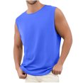 thumbnail image 2 of Dagegui Mens Crew Neck Sleeveless T Shirts Summer Cool Workout Muscle Tank Tops Casual Loose Fit Running Training Tee on Sale Blue,XL, 2 of 5