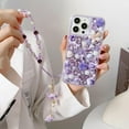 thumbnail image 5 of for iPhone 16 Pro Case,Cute Bling Glitter Sparkle Stunning Stones Diamond Rhinestone 3D Handmade Pearl Rose Flower with Wrist Lanyard for Women Girly for iPhone 16 Pro (Gold), 5 of 9