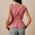 thumbnail image 4 of Women's Gingham Peplum Tank Tops Summer Tie Shoulder Sleeveless Cute Y2k Going Out Tops Red S, 4 of 5