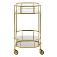 thumbnail image 4 of SAFAVIEH Silva 2 Tier Modern Glam Octagon Bar Cart with Casters, Brass/Tinted Glass, 4 of 8