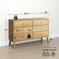 thumbnail image 3 of Prepac Milo Dresser, Natural Oak Dresser for Bedroom, Chest of Drawers with 6 Drawers 16"D x 52.5"W x 33"H, ODBR-1406-1-S, 3 of 12