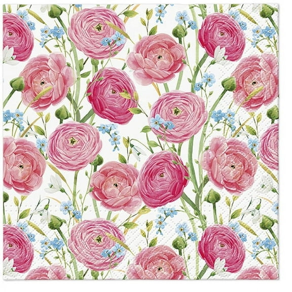 Floral Napkins SYMPHONY OF SUMMER 40pcs Lunch Paper Napkins, Decorative Napkins, Decoupage Paper Napkins, Bloom Napkins, Mother’s Day Napkins, Disposable Napkins Decorative
