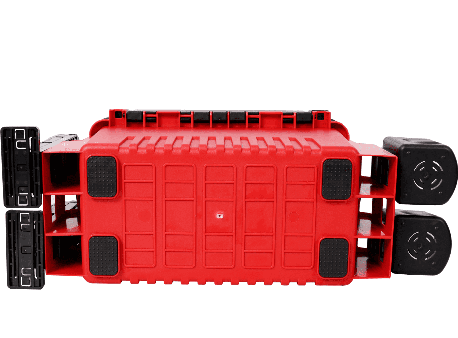 Dual Layer Tackle Box with Rod Cup Holders and Strap Red
