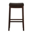 thumbnail image 3 of Pemberly Row Backless Bar Stool Brown Faux Leather Wood Frame in Brown Finish, 3 of 15