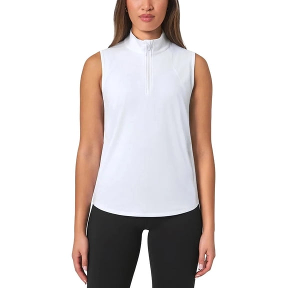 Mondetta Women's Half Zip Sleeveless Tank White, Size S
