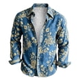 thumbnail image 4 of Mens Vintage Floral Lapel Long Sleeve Shirt, Soft Button Down Blouse, Retro Street Travel Casual Men Shirt, 4 of 5