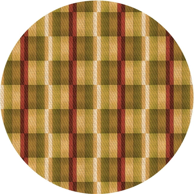 Ahgly Company Tapis Rond Lavable en Machine Intérieur Transitionnel Acajou Brun, 6 Pieds Rond