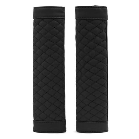 Pair Faux Leather Auto Car Belt Shoulder Pads Cover Cushion Black