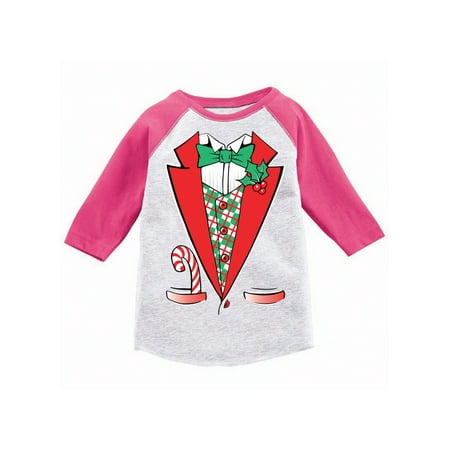 

Awkward Styles Girls Boys Ugly Christmas T-Shirt Funny Xmas Tuxedo Toddler Raglan Shirt