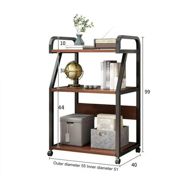 Yiwa 3-Tier Printer Cart with Wheels, Portable Printer Table with Shelving for Office Supplies