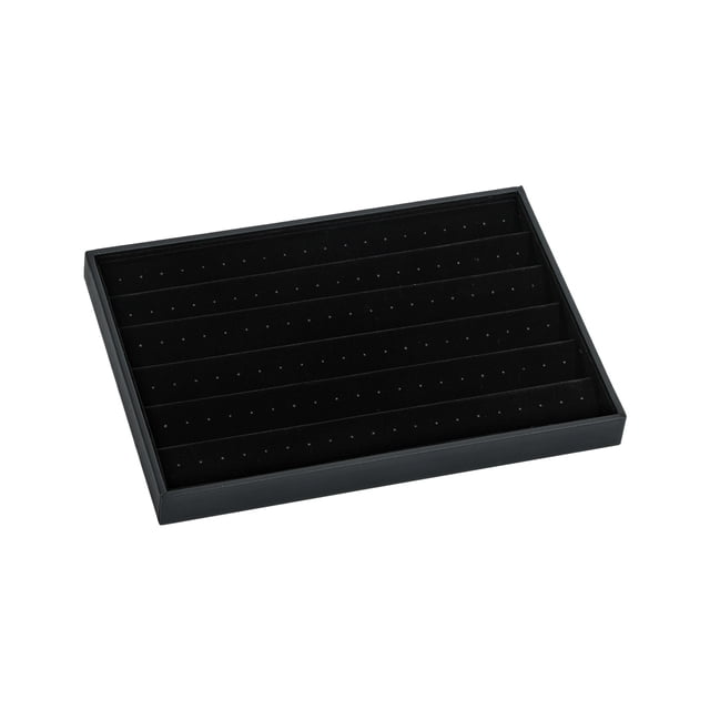 Sonducket Caja de pendientes hecha de tela de terciopelo, bandeja, solución de almacenamiento y exhibición Universal, organizador de pendientes Ropa, zapatos y accesorios Miscelánea Negro
