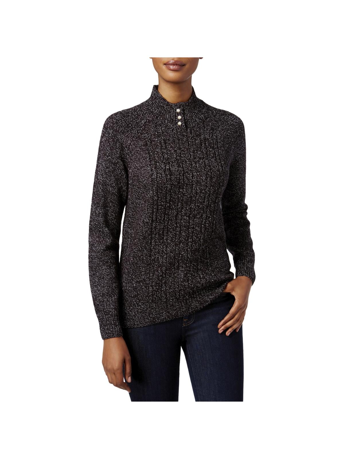 Karen Scott Womens Petites Cable Knit Mock Neck Pullover Sweater ...
