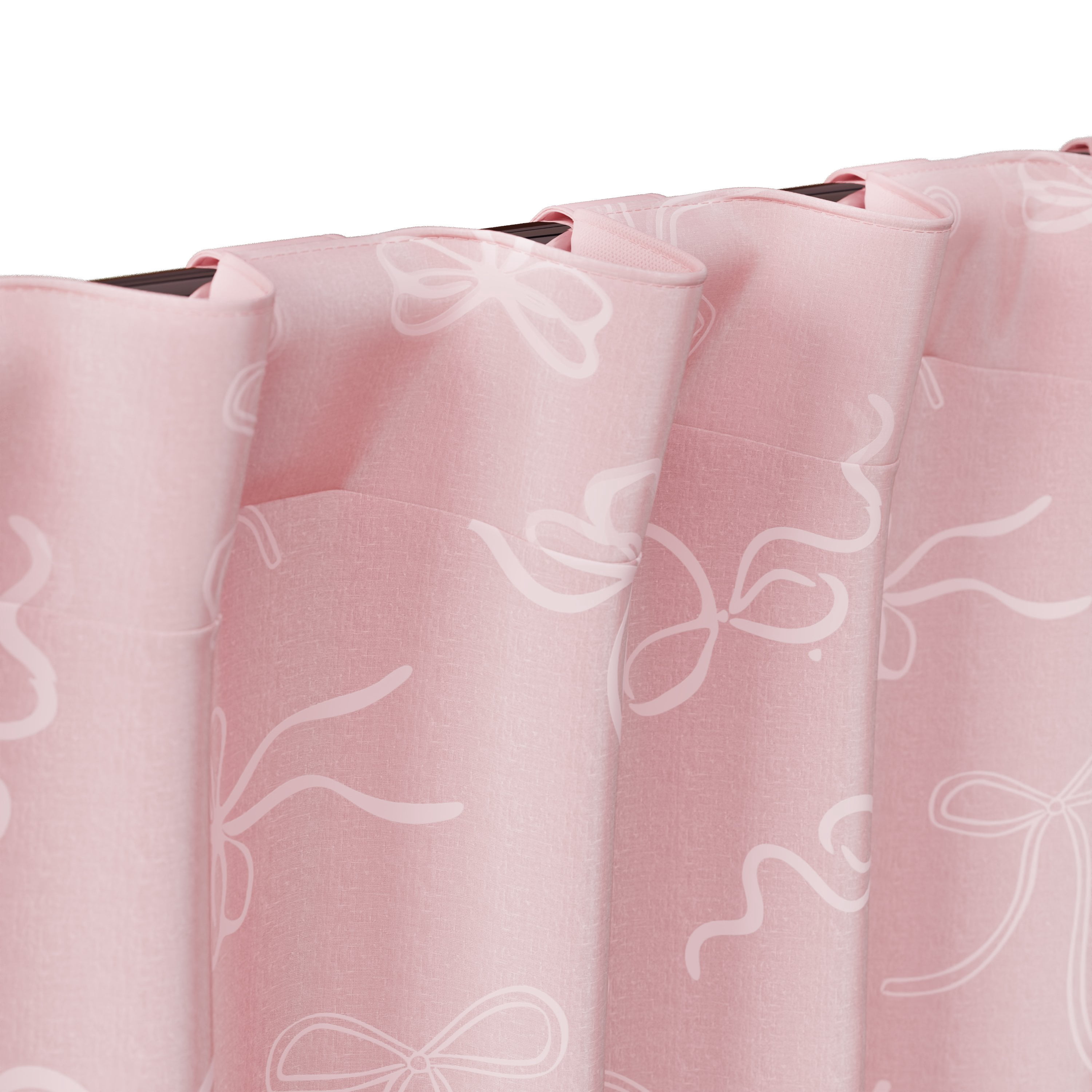 Mainstays Kids Pink Ribbons Sheer Overlay Blackout Rod Pocket with Back Tabs Single Curtain Panel, 38" W x 63" L