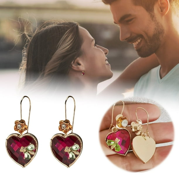 Claret Corazón Flor Pendientes High End Fashion Pendientes Accesorios para Mujer Niña para Regalo