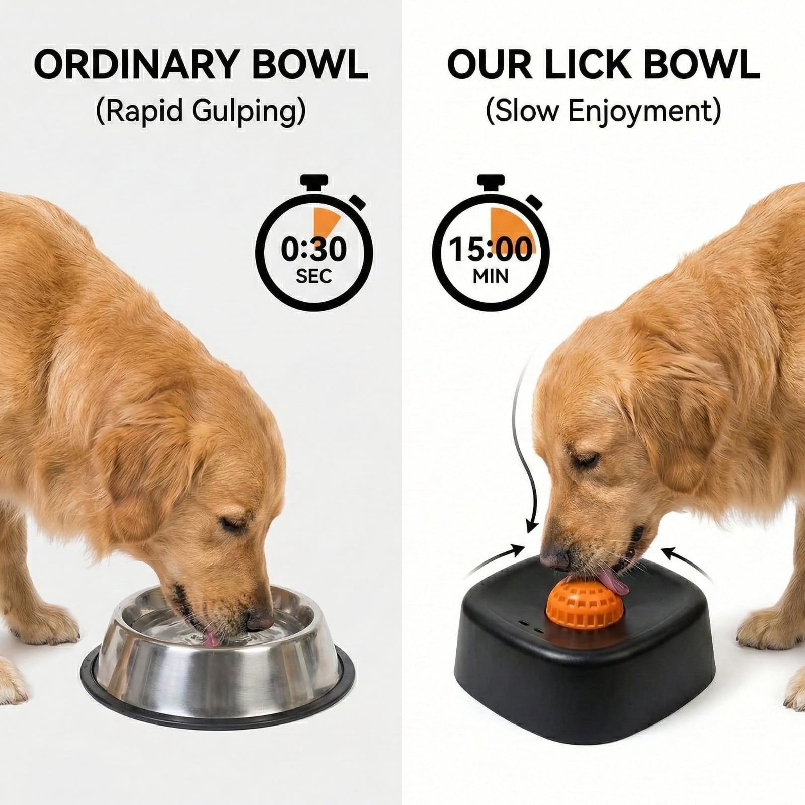 Slow Feed Liquid Dog Bowl with Roller Ball, Anti-Slip Interactive Lick Bowl for Dogs and Cats, Bone Broth Treat Feeder