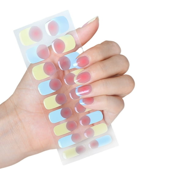 French Style Gel Nails Stickers Gradient Nails Polish Strips Manicures Stickers Nail Wraps Semi Cured Gel Nail Strips