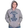 thumbnail image 3 of America Cracks Me Up Liberty Bell USA Unisex Fleece Graphic Zip Up Hoodie Brisco Brands 2X, 3 of 6