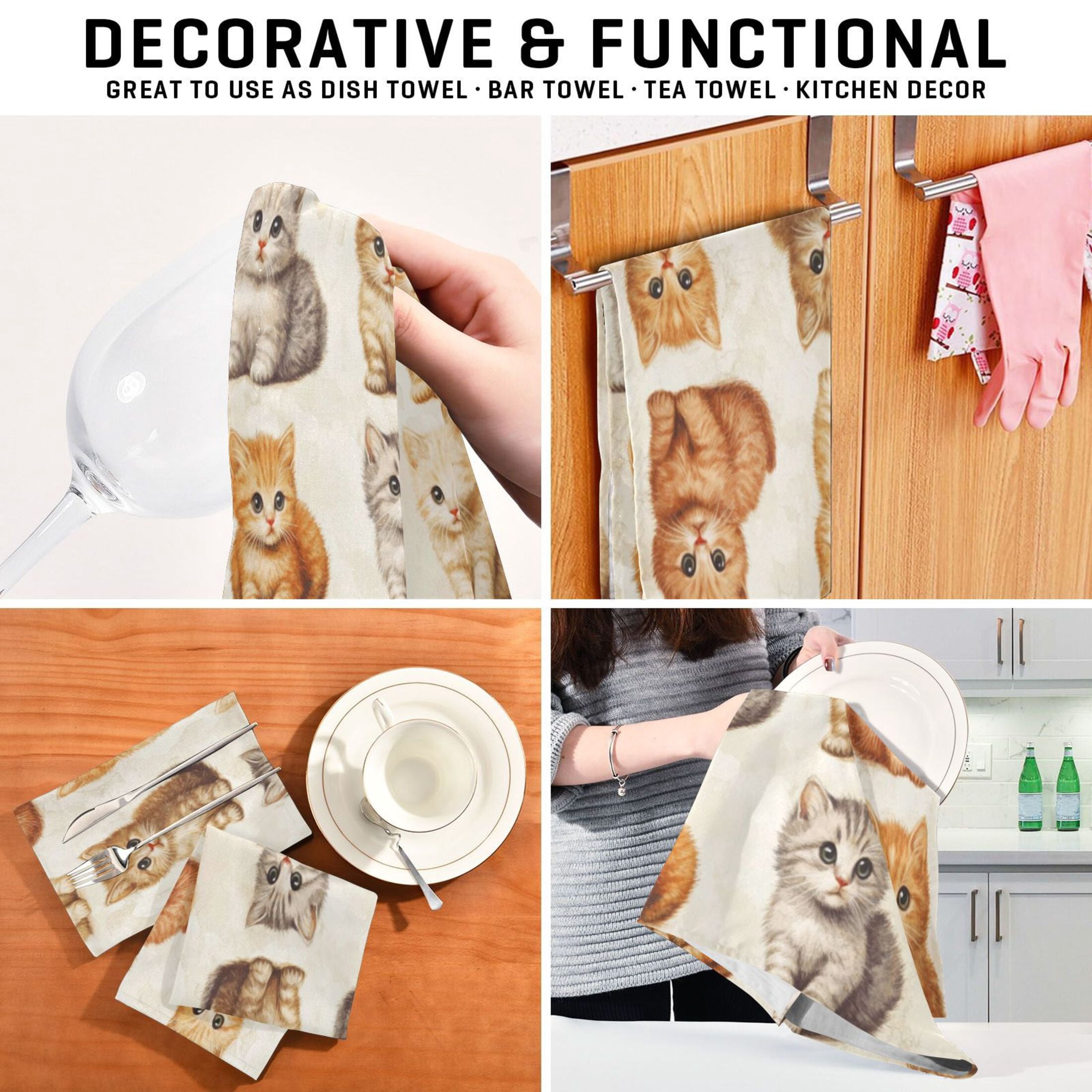 Kitchen Towel 28x18 Inches x6，Plate Towel, Decorative Towel, Napkin, Tea Towel Tea Towels For Kitchen Dish Cloths & Dish Towels Little Colored Cat1