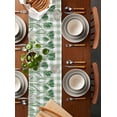 thumbnail image 2 of Green Flower Table Runner Cotton Linen 108 Inch Holiday Dresser Scarves, Elegant Plaid Floral Lattice Botanical Tablerunner for Kitchen Coffee Dining Bedroom Dinner Scarf Décor 13''x108'', 2 of 9