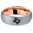thumbnail image 2 of Tungsten Texas The Lone Star State Heart Band Ring 7mm Men Women Comfort Fit 18k Rose Gold Dome Brushed Gray Polished, 2 of 4