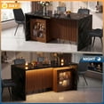 thumbnail image 5 of Hawsaiy 5 Piece Dining Table Set for 4, 63" Faux Marble Dining Table with LED Lights & Storage Cabinet, Kitchen Table and 4 PU Leather Upholstered Dining Chairs, Black, 5 of 10