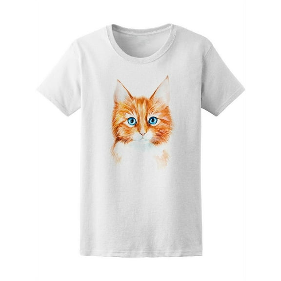 Cute Ginger Cat With Blue Eyes T-Shirt Women -Image by Shutterstock, Female XX-Large
