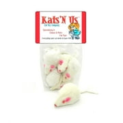 White Mouse Cat Toy - 5 Pak - RATTLE SOUND …