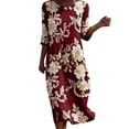 thumbnail image 2 of QUNYINEY Beach Women's Summer Dresses Short Sleeve Floral Midi A Line Dress Flowy Loose Fit Crew Neck Vacation Dresses, 2 of 7