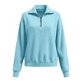 thumbnail image 4 of ClodeEU Women's Fall Winter Half Zip Turn Down Collar Sweater,Long Sleeve Knitted Pullover Top Blue,Womens Plus XXXL, 4 of 8
