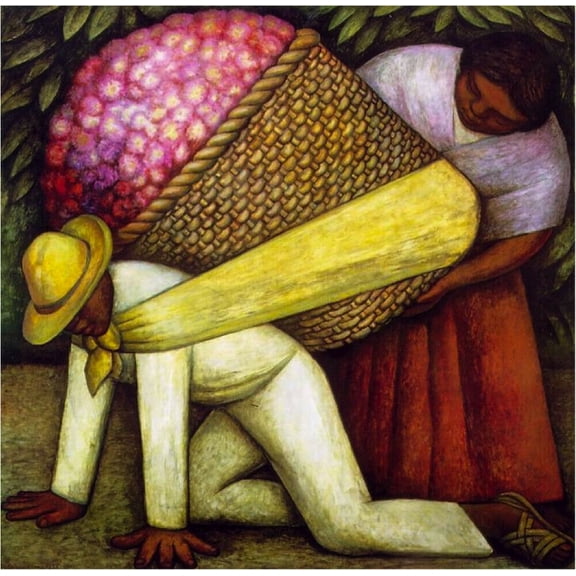 Art Canvas Mart Diego Rivera Flower Carrier 24 x 36 Framed Canvas Art Prints