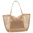 thumbnail image 4 of Bolsa de playa de malla, bolsa de almacenamiento, artículos esenciales para la playa, multiusos, informal, para mujer, bolso para Picnic, vacaciones, Caqui, 4 of 8