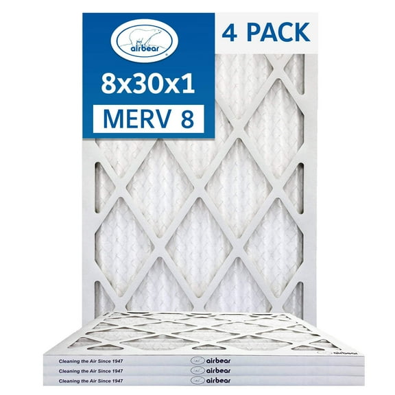 Air Bear 8x30x1 Pleated Air Filter MERV 8 4-Pack