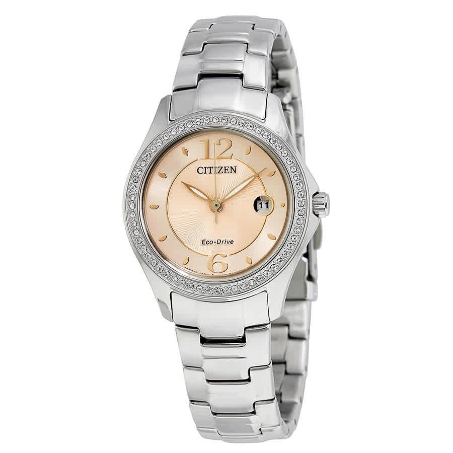 CITIZEN - Citizen Women's Eco Drive Swarovski Crystal Pink Face Watch ...