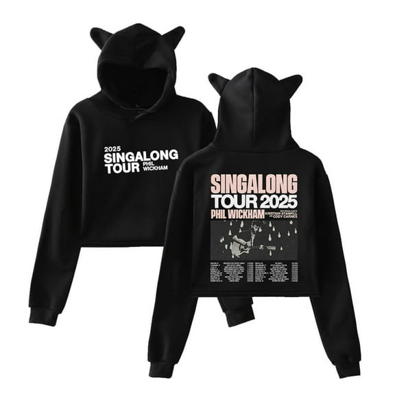 Phil Wickham 2025 Singalong Tour Short Hoodies Unique Cat Ear Sweatshirts Hip Hop Tops