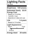 thumbnail image 2 of Satco S3601 120V Stubby 25-Watt R14 Light Bulb, Clear, 2 of 2