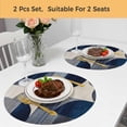 thumbnail image 5 of Boho Navy Blue Round 13 Inch Placemats Set of 2, Modern Geometric Abstract Art HeatResistant Non Slip Place Mats for Dining Table, Wipeable Braided Kitchen Table Mats for Housewarming, 5 of 9