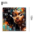 thumbnail image 2 of 12 Inch Wall Clock Battery Operated Silent Clock Decorative for Office, Kitchen, Outdoor, Living Room，Beautiful African Woman Drawing, 2 of 4