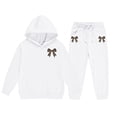 thumbnail image 7 of enyan Girl's Bow Leopard Hoodies Graphic Long Sleeve Pullover Tops Preppy Cute Sweatshirts Hoodies（White,6-7 Years）, 7 of 7