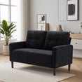 thumbnail image 3 of BSHTI Modern Standard Loveseat Couch,with Removable Back Cushions,Sturdy Construction,Linen Blend Upholstery,Square Arm,Black, 3 of 14