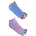 thumbnail image 3 of 2 Pairs Yoga Socks for Women with Grips, Pilates Socks, Barre Socks ,Women's Non-Slip Grip Toe Socks (Blue / Purple), 3 of 6