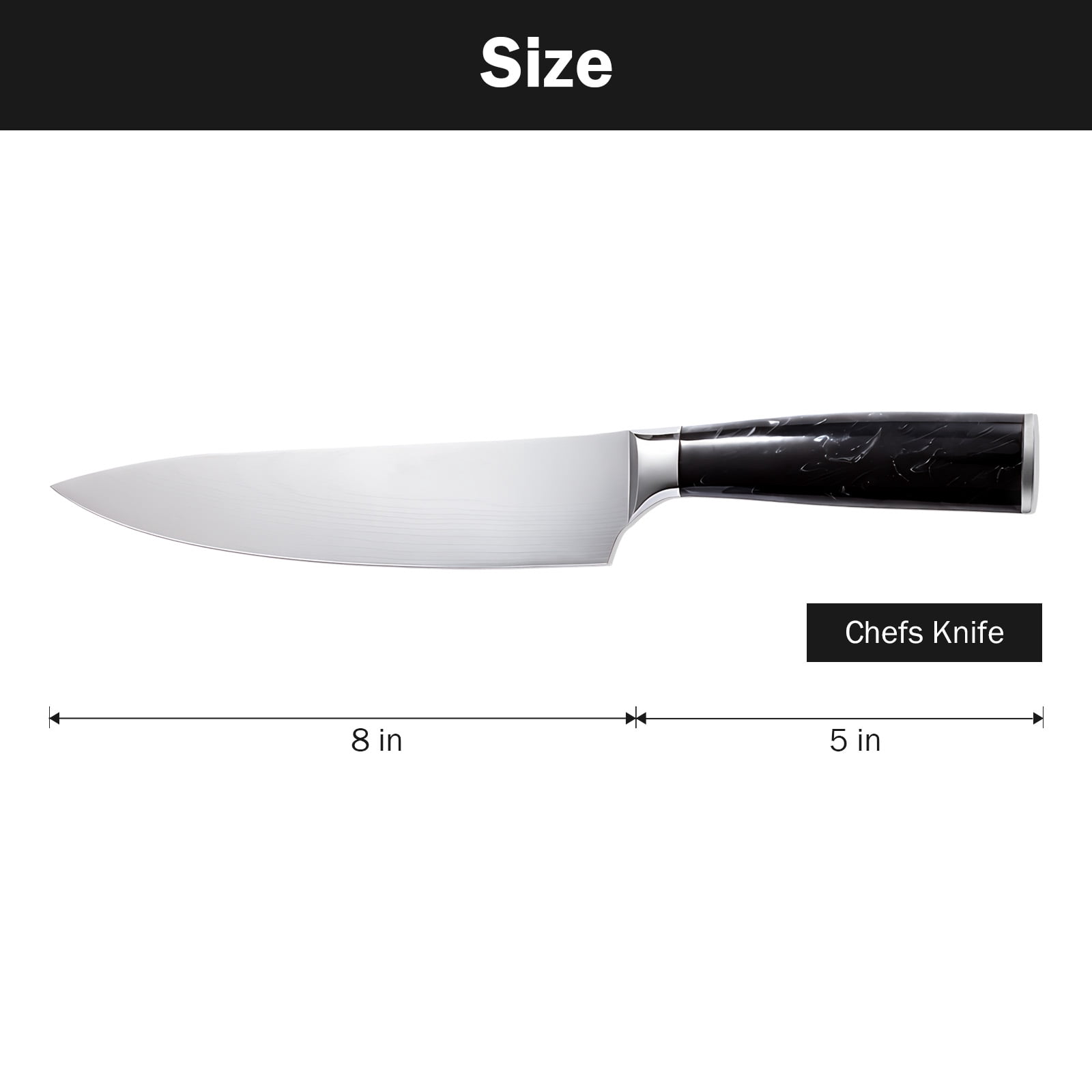XAirClad 8-Inch Chef's Knife High-Carbon Stainless Steel Ultra Sharp Full Tang Ergonomic Handle Damascus Pattern 1-Pack