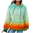 thumbnail image 2 of Cxenplz Womens Waffle Knit Hoodie Oversized Bohemia Fashion Multicolored Sweatshirt Casual Drawstring Pullover Tops with Pockets, 2 of 6