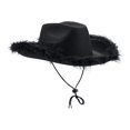 thumbnail image 2 of Party Hat under $5! Xqxayjr Denim Party Hat with Feather, Western Cowgirl Costume Accessory for Halloween Hen Party Carnival, 2 of 3
