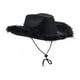 thumbnail image 2 of Xihbxyly Sombrero de Fiesta de Mezclilla, Diseño con Ribete de Plumas, Material No Tejido, Moderno y Cómodo, Adecuado para Varios Estilos, Ideal para Halloween, Carnaval y Reuniones, Circunferencia d, 2 of 3
