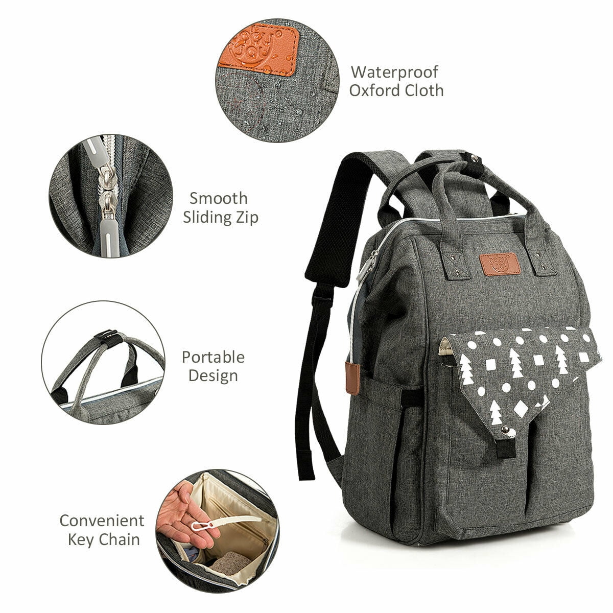 Gymax Diaper Bag Waterproof Baby Nappy Backpack w/USB Charging Port
