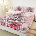 thumbnail image 3 of Manfei Happy Christmas Bed Sheets,Chic Xmas Tree King Sheets,Pink Happy New Year Gift Sheet Set For Boys Kids,Microfiber Bedroom Decor,4 Pieces, 3 of 7