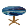 thumbnail image 3 of JEUXUS Round Tablecloth Fitted Table Cover with Elastic Edged Watercolor Beach Seagull Nautical Boat Waterproof Table Cloth for Party Kitchen Dining Indoor Outdoor Table Diameter, 3 of 7