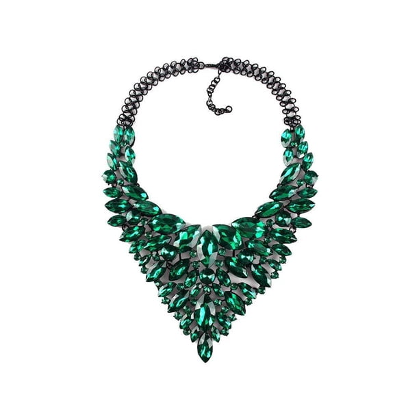 Guardurnaity Gargantilla de diamantes de imitación para mujer, collar de moda para fiesta, aniversario, boda, compromiso, escuela, compras, citas, Ropa, zapatos y accesorios Miscelánea Verde