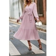 thumbnail image 5 of PRETTYGARDEN Women's Maxi Dress Fall Long Sleeve Wrap V Neck Ruffle Flowy Belted Spring Wedding Guest Vacation, 5 of 8