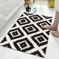 thumbnail image 1 of Geecy Moroccan Bathroom Rug, Black and White Geometric Print, Cotton Hand-Woven Indoor/Outdoor Area Rug, 18'' x 28'', Washable, Durable, 1 of 7